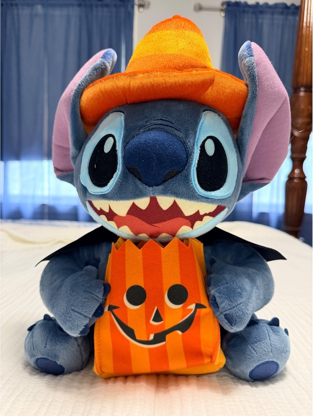 2025 Disney Stitch Plush Toy in Halloween Costume with Pumpkin Bag